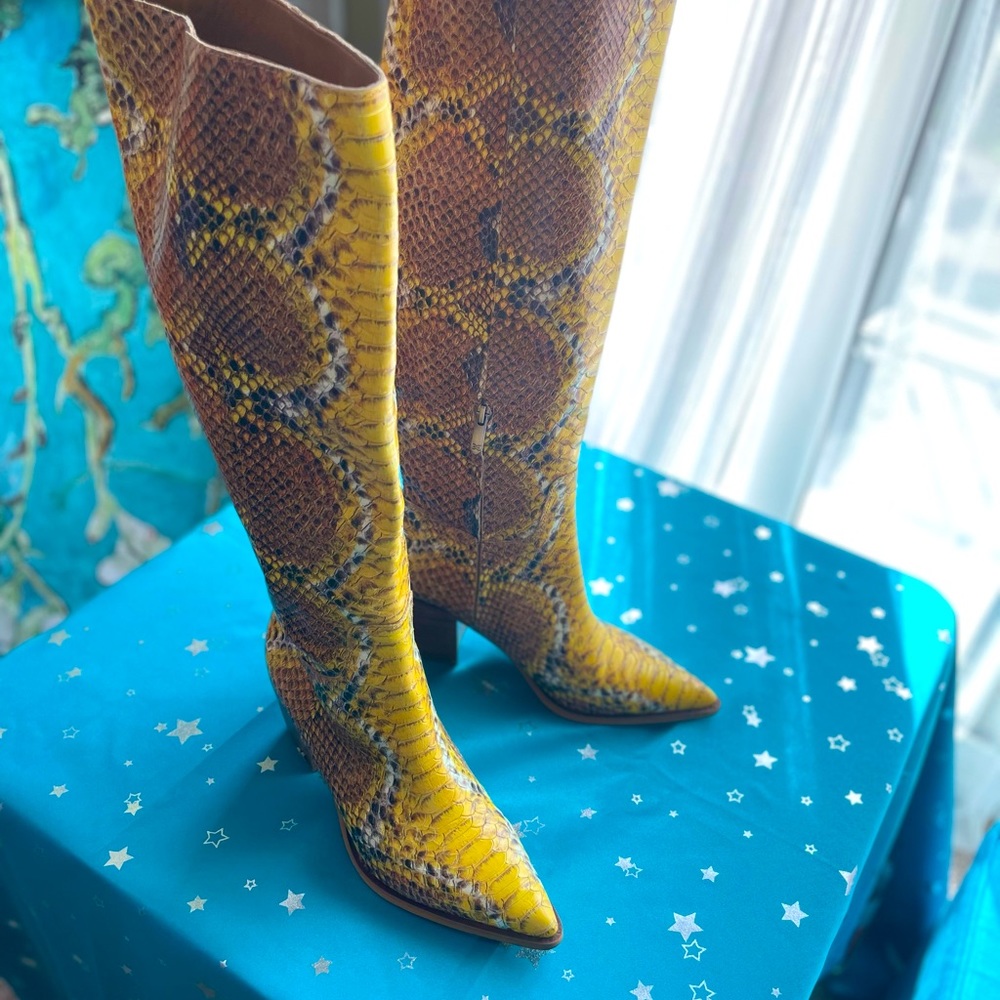 Sam Edelman snakeskin print leather boots, size 9, worn once.